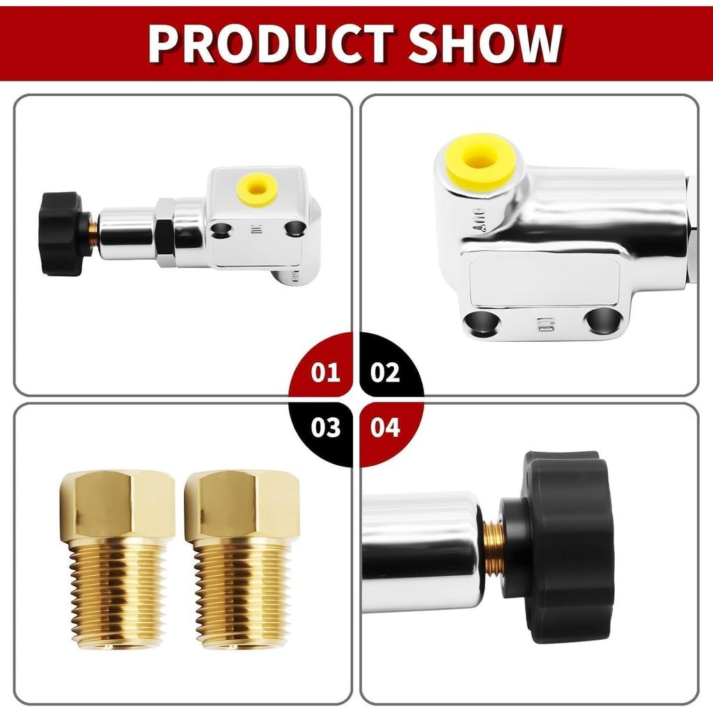 260-8419 Steel/Copper Knob Adjustable Brake Proportioning Valve 1/8"-27 NPT Outlet Replace 260-12627