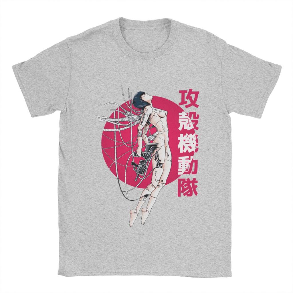 Ghost In The Shell Sun T Shirt for Men 100% Cotton Amazing T-Shirt Crew Neck Anime Manga Tees Short Sleeve Clothes Plus Size