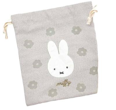 Marimo Craft Miffy Cherry Fleur Series Drawstring W170 X H200mm Bag, Gray, Approx. (DBM-2598)