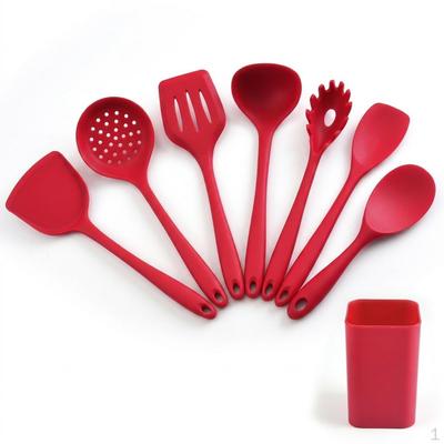 8Piece Silicone Kitchen Utensil Set with Full Coverage, Cooking Spatula, Tongs, Whisk for Home
