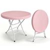 Mesa Plegable Redonda de 80 cm, Fácil de Montar para Fiesta al Aire Libre, Evento de Boda, Cafeterías, Patio Interior/Exterior, Peso de Capacidad 136 KG (Rosado)