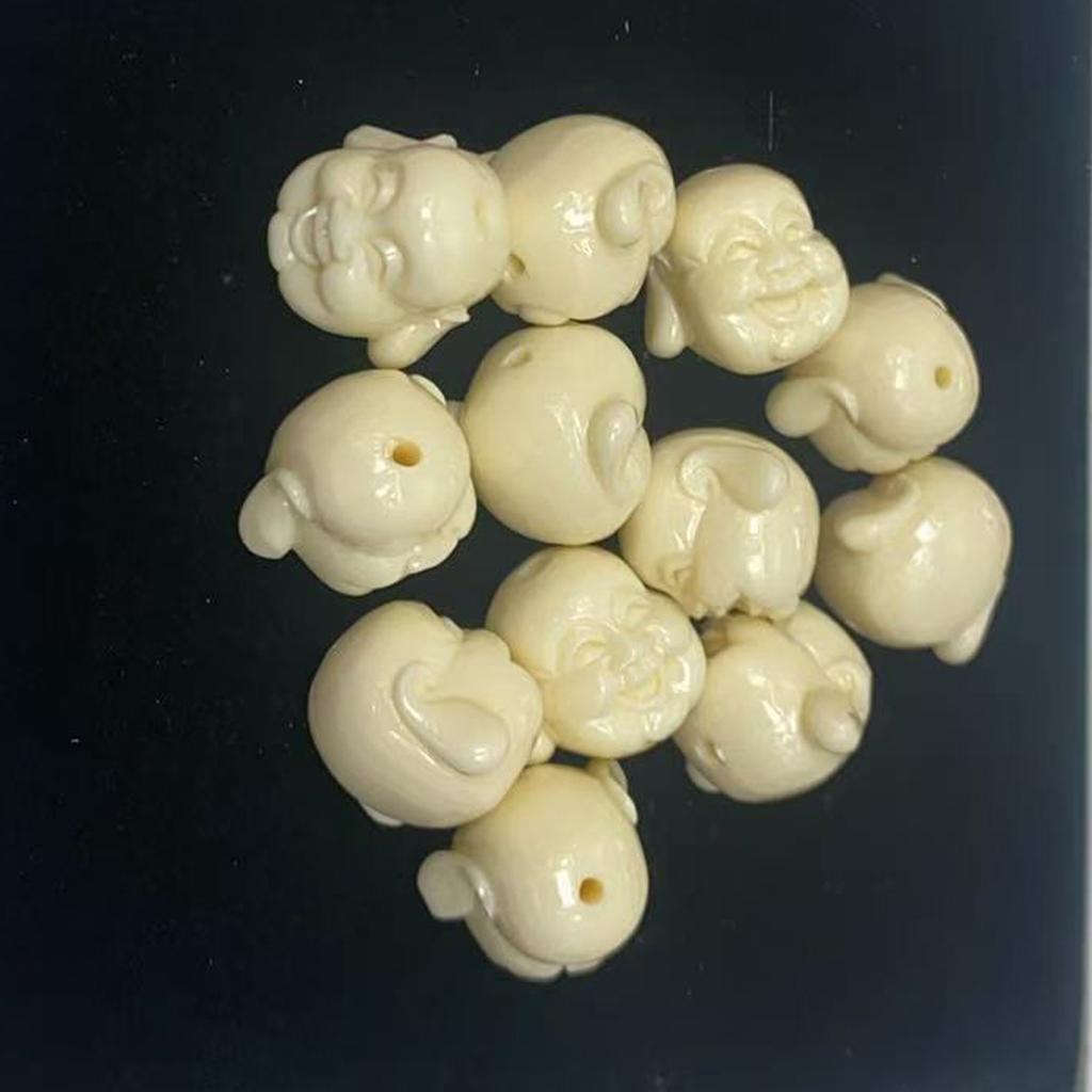 5Pcs Shell Powder Maitreya Buddha Head Beads 18x20mm Ivory Laughing Buddha Charms for DIY Bracelet Religious Lucky Jewelry Making