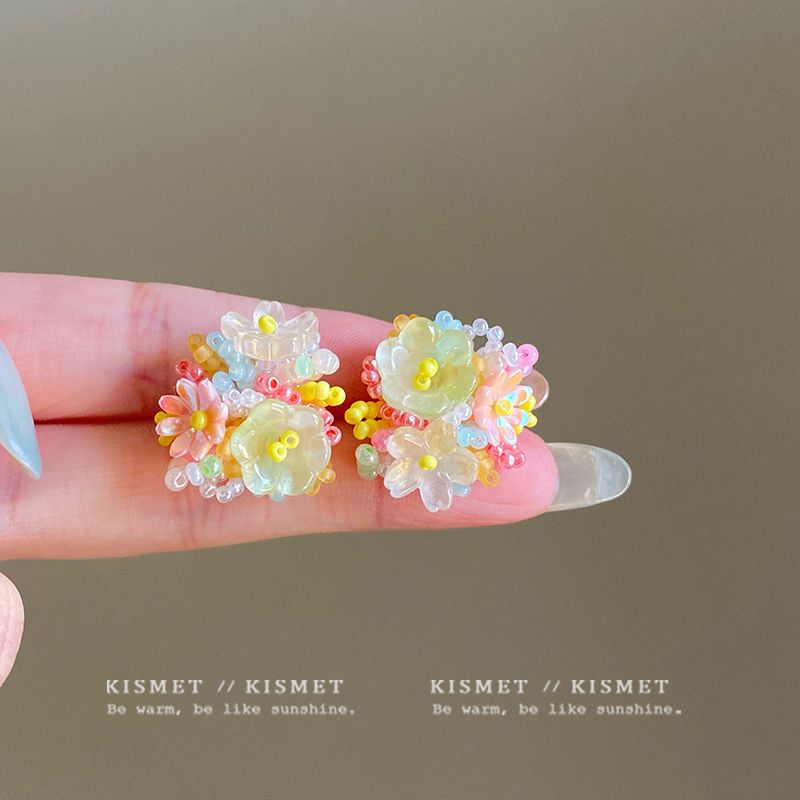 

Summer Atmosphere ~ 2025 New Best Selling Dopamine Stud Earrings Accessible Luxury Fancy Sweet Vacation Style Girly Heart-Shaped Earrings Color flower stud earrings