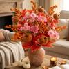 Artificial Berry Pumpkin and Maple Leaf Stem 30cm Halloween Party Decoration Floral Arrangement for Seasonal Home and Event Decor