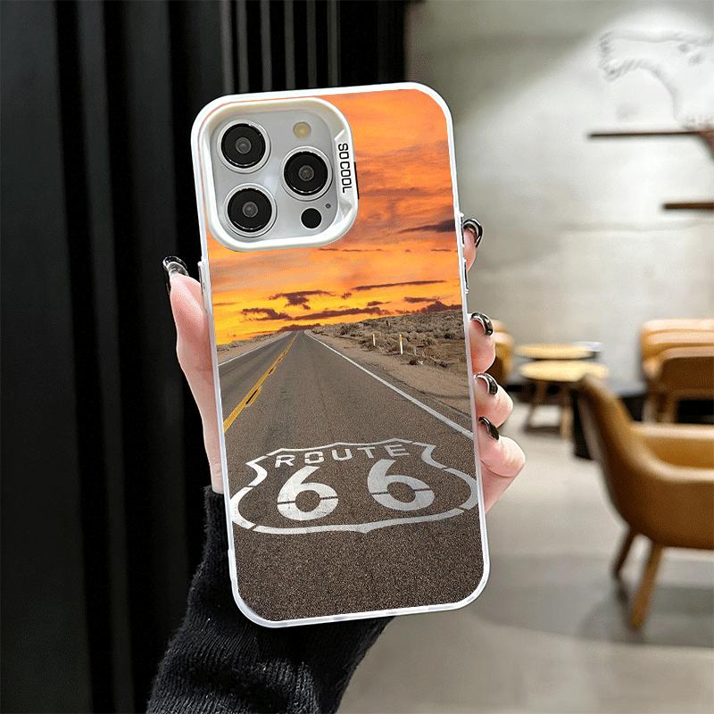 

America Route 66 Soft Phone Case for iPhone 15 16 17 Pro Max 17Air 16E 14 Plus 13 12 Mini Shockproof Cover Back Shell iPhone 16 Pro