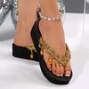 Women's Fashion Flip-flops Summer New Style Round Head Waterproof Table Braided Glitter Soft Soled Non-slip Sandals