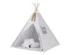 Tipi Tent for Children + Mat + Pillows + Feather Pendants - Gray