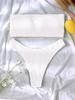 2024 European & American Snake Print Bandeau High-Waisted Bikini Swimwear for Women