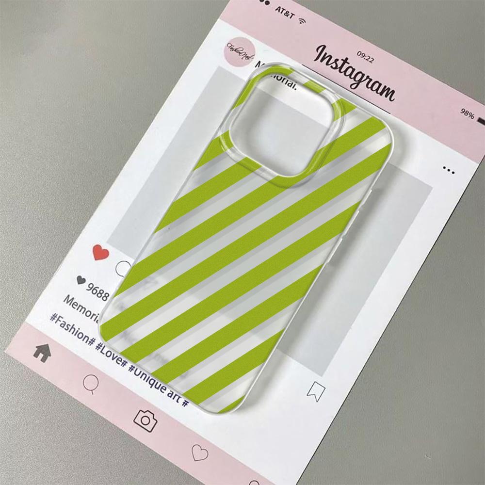 Retro Green Diagonal Stripe Phone Case For IPhone 11Pro 13 15 PIus 14 12Pro 16 17 Pro Max Case 17Air Clear Soft Cover Cases
