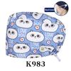 Cartoon Printed Nursing Caps Men Women Medical Hats Adjustable Long Hair Pet Dental Clinic Doctors Scrub Hat