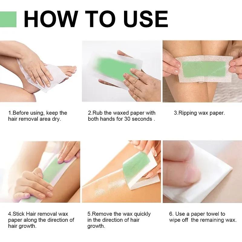 Professional Hair Removal Wax Strips 10/50 Sheets 18x9cm Double Sided Depilation Paper for Bikini Leg Body Face
