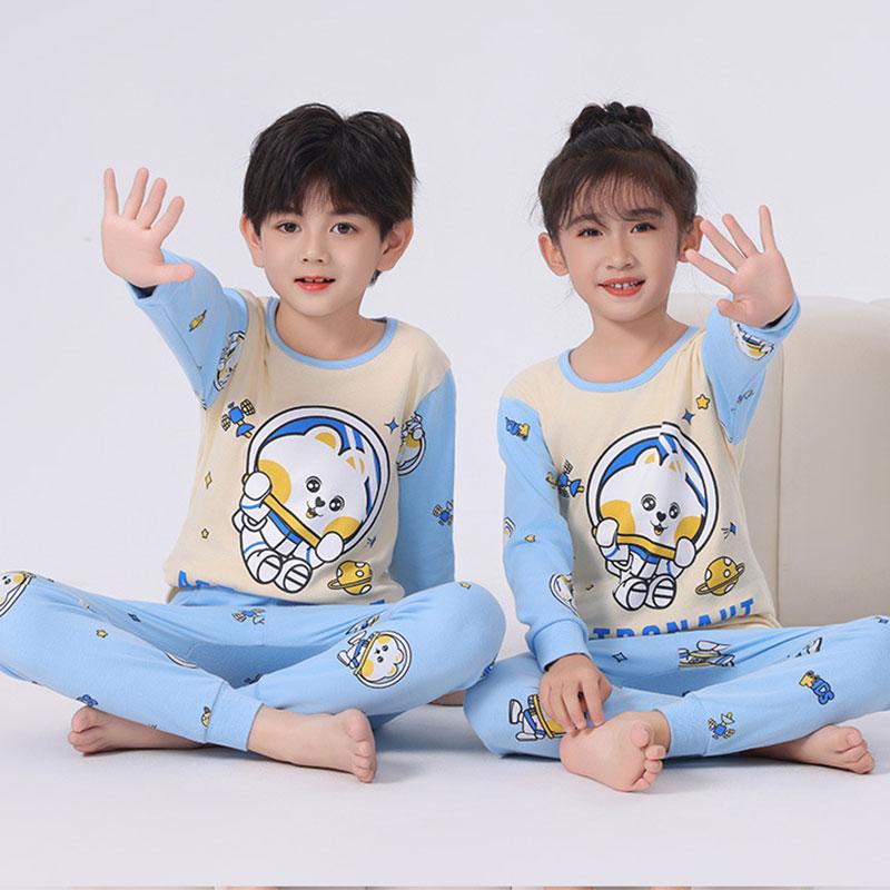 100% Cotton Children's Pajamas Astronaut Pajamas for Teens 4 6 8 12Years Winter Boys Clothes Long Sleeve Baby Girl Clothing Sets