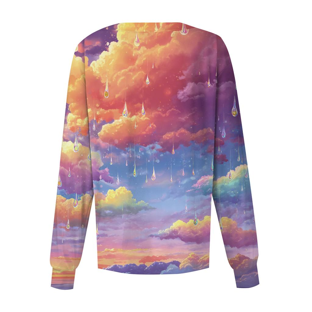 Women's Casual Long Sleeve Single Breasted Printed Dry- Top