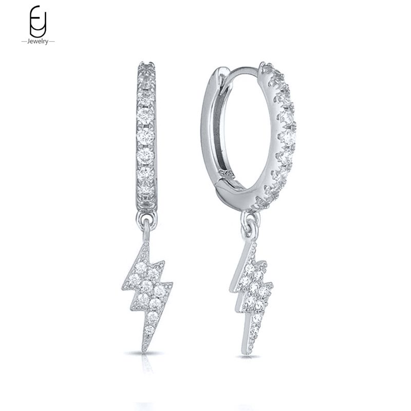 925 Silver Needle Vintage Gold Earrings for women Fashion Lightning Pendant Hoop Earrings Wedding High Luxury Jewelry