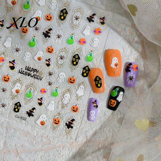 DIY Manicure Stickers Nail Art for Halloween, Pumpkin Ghost Bat Potion Self Self-Adhesive Adhesive Decals, Decoration Supplies Women