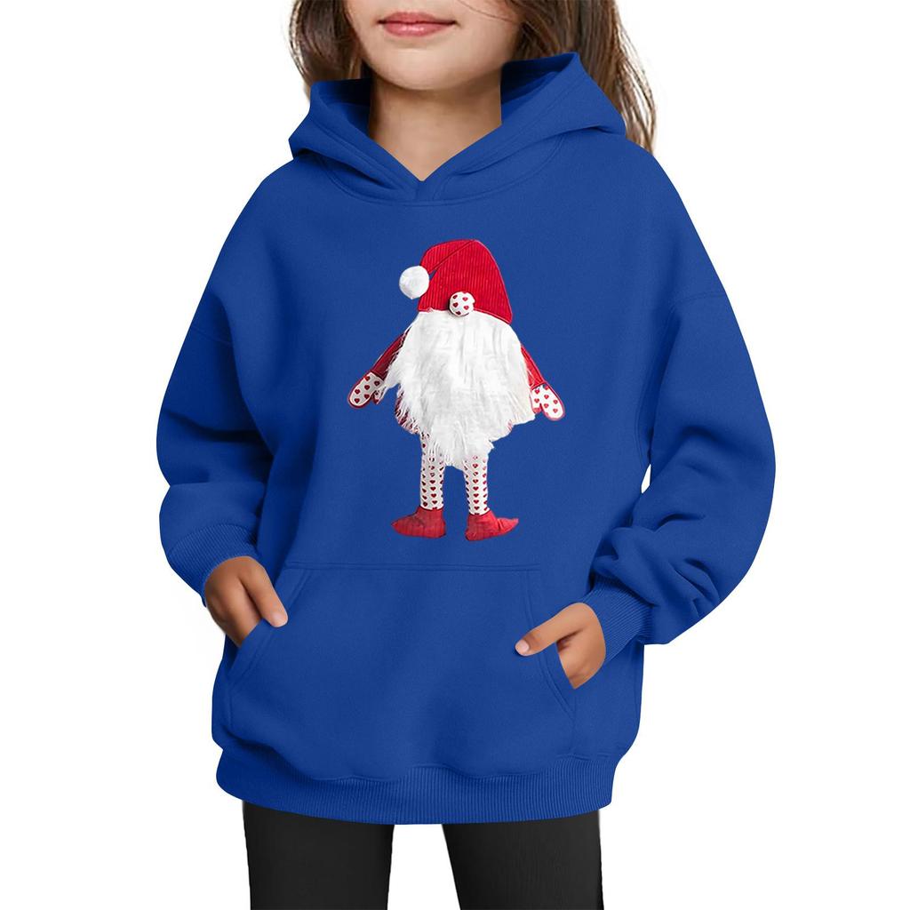 Gensere for tenåringsjenter Hettegensere Langermet Genser med snøring Søt trykket Oversized hettegenser Jul