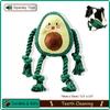 Avocado Squeaky Dog Toy Plush Chew with Cotton Rope Interactive Teeth Cleaning Squeaker for Small Medium Dogs