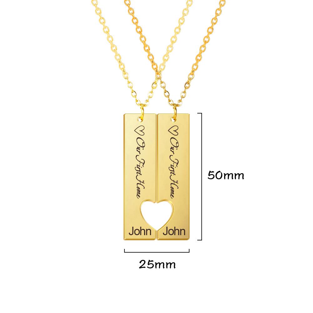 Lemegeton Personalized Name Necklaces Engraved Text Pendants for Couples Stainless Steel Jewelry Custom Valentine's Day Gifts