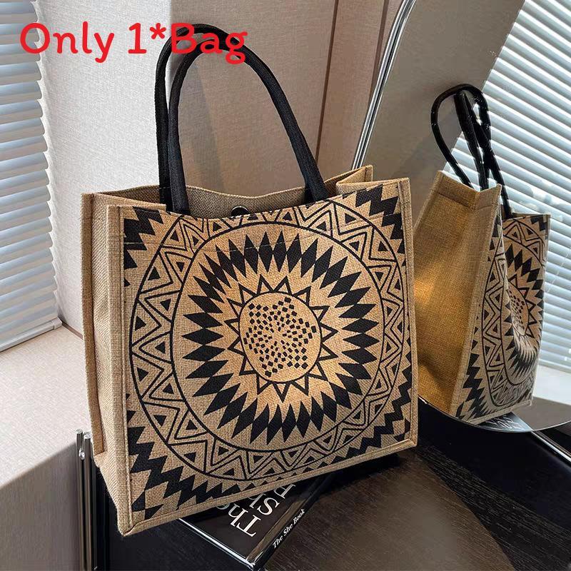 Snoopy Mickey Pattern Tote Bag With Cotton Linen Material For Daily Use And Trendy Casual Style