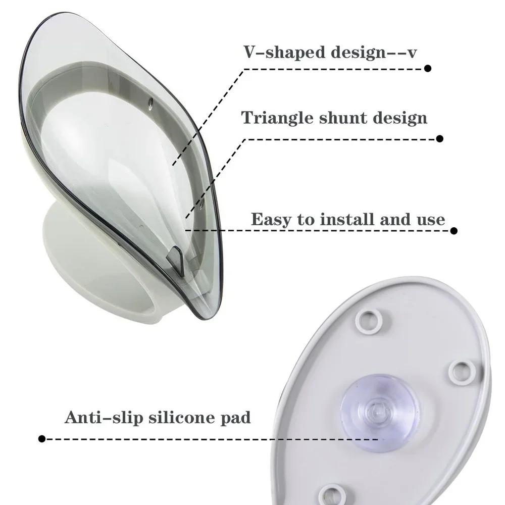 Creative Leaf-Shaped Soap Box with Suction Cup Drain Rack for Bathroom Storage and Laundry Organizer