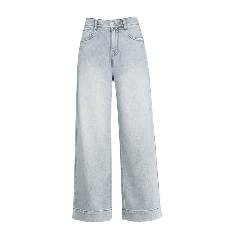 Xin Ge Women s Meteorite Grey Cropped Wide-Leg High-Waisted Jeans - Summer 2025 Petite Slimming Style. 33