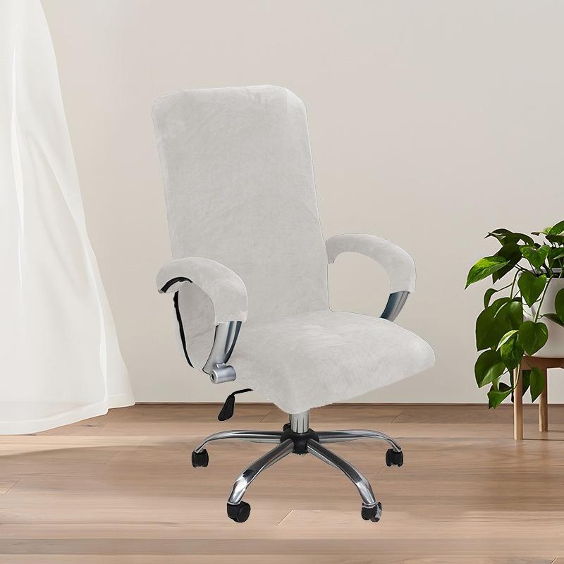 Solid Color Spandex Armchair Slipcover Removable L/XL Size Velvet Plush Stretch Computer Office Chair Cover with Armrest Cover