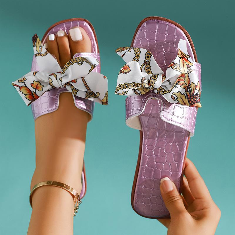 Fashionable Bow Flip-flops for Women, Summer New Style Flat Sandals, Household Large-size Women's Shoes