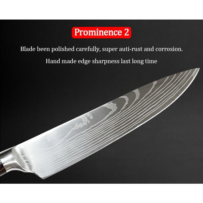 Kitchen Knife Sharp Stainless Steel Chef's Knife Fruit Knife Santoku Knife Small Kitchen Knife Damascus Steel Pattern Knife