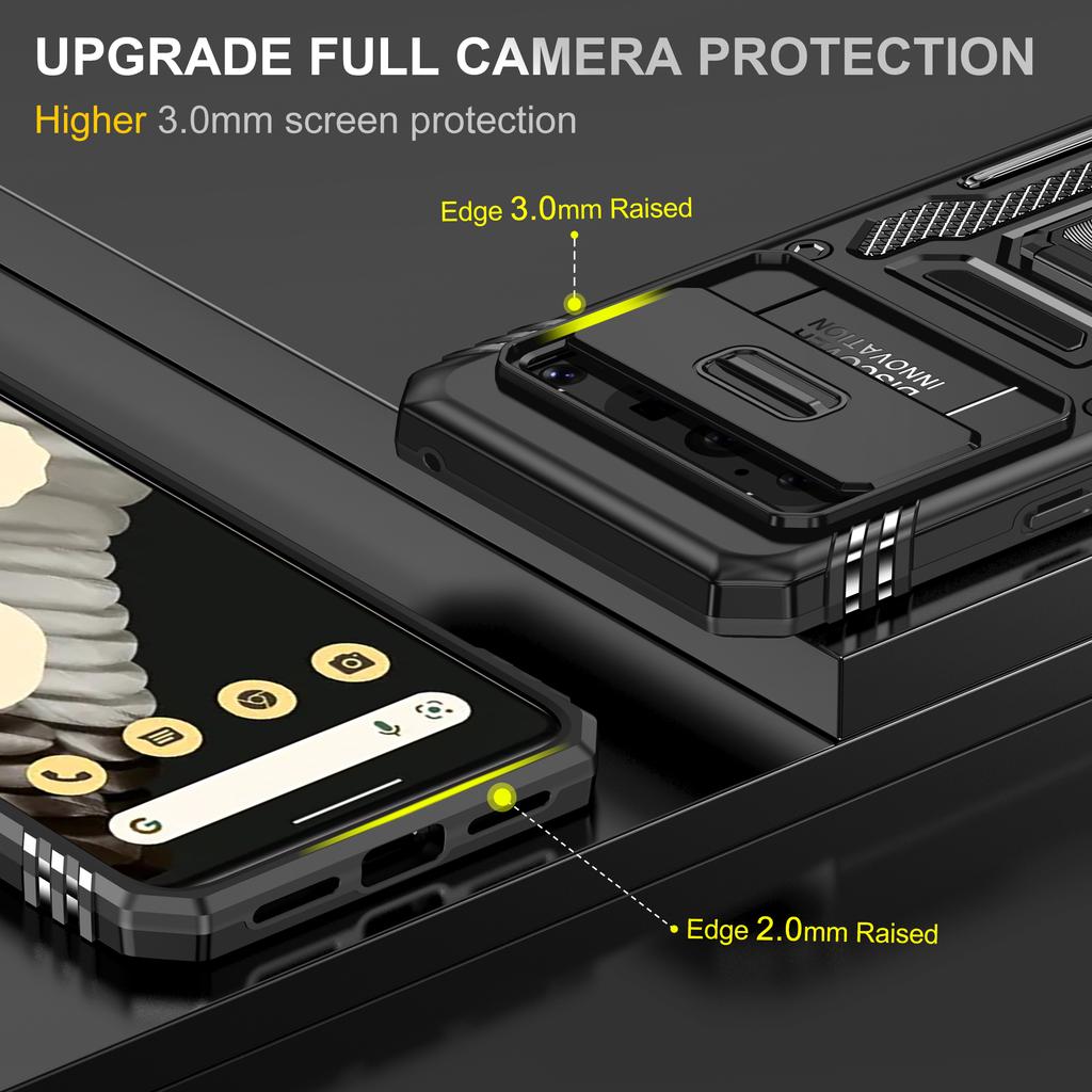For Google Pixel 8 Pro Armor Series Kickstand Phone Case Slide Camera Protection PC+TPU Cover