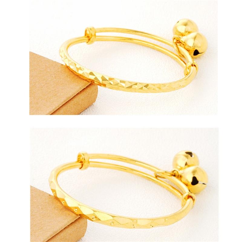 Korean Fashion Brass Gold -Plated Jewelry Smooth Starry Bell Children 'S Bracelet 
