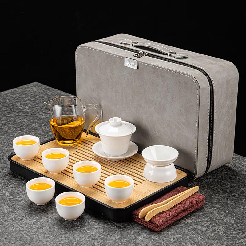 9-Piece Mutton Fat Jade Porcelain Tea Set