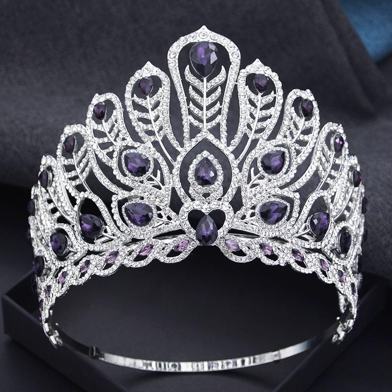 Adjustable Size High Tiaras and Crowns Large Wedding Tiara for Bride Headdress Princess Party Pageant Hair Jewelry Bridal Crown