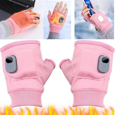 Portable Heating Gloves Fingerless,USB Heated Fingerless Gloves for Men Women Rechargeable,Keeps You Warm In Cold Weather Ideal Hand Warmer