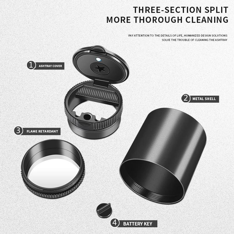 VIQ3 Car Ashtray with Lid Smell Proof Stainless Steel Blue Led Portable Ashtray Cup For BMW M E46 F20 E39 E91 E87 E60 E93 F10 E83 E61