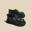 Small leather shoes women's spring new versatile bright leather single shoes platform black