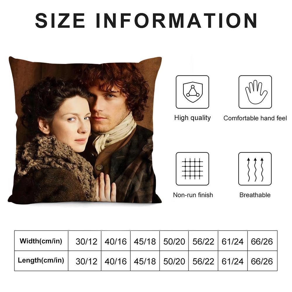Tv Series O-Outlander Cushion Cover Soft Plush Fabric Double-Sided Printed Sofa Cushion Cover For All Seasons Home Decor Gift