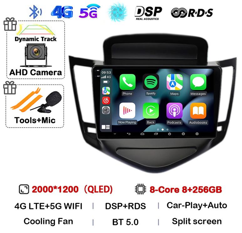 Android 14 Carplay Auto For Chevrolet Cruze 2008 2009 2010 2011 2012 4G+WIFI DSP Car Radio Multimedia Video Player GPS Head Unit