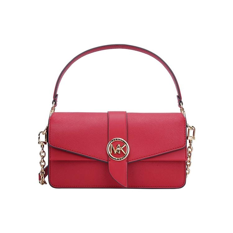 New MICHAEL KORS Greenwich Leather Envelope Bag, Chain Bag, Crossbody Bag, Shoulder Bag Regular Women's Red 30H1GGRL2L-602