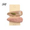 Durable Hair Clips 1 Pair Hairpins Rounded Edges Metal Stable Grip Hand-Embroidered Everyday Wear Flower Pattern Wide BB Clip Side Bang Accessories