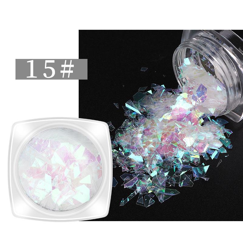 Iridescent Nail Art Sequins: Colorful Cellophane Fragments & Aurora Paper
