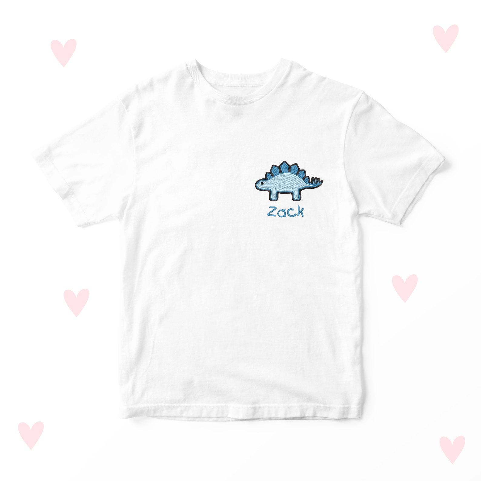 Embroidered Dinosaur Kids T-shirt: Personalised Cotton Clothing 100