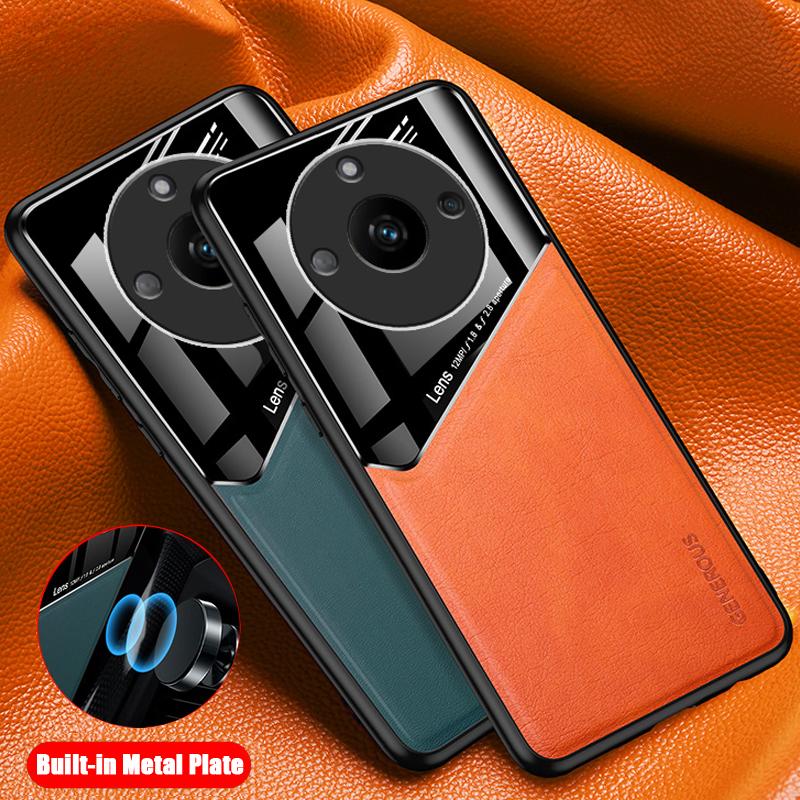 

Чехол Realme11 из искусственной кожи, автомобильный магнитный жесткий чехол для ПК для OPPO Realme 11 10 9i 9 Pro Plus Realme9 Realme10 5G, чехлы для телефонов