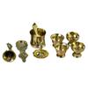 8-Inch Plain Brass Pooja Thali Set with Diyas, Kumkum Bowls, Agarbatti Stand & Accessories