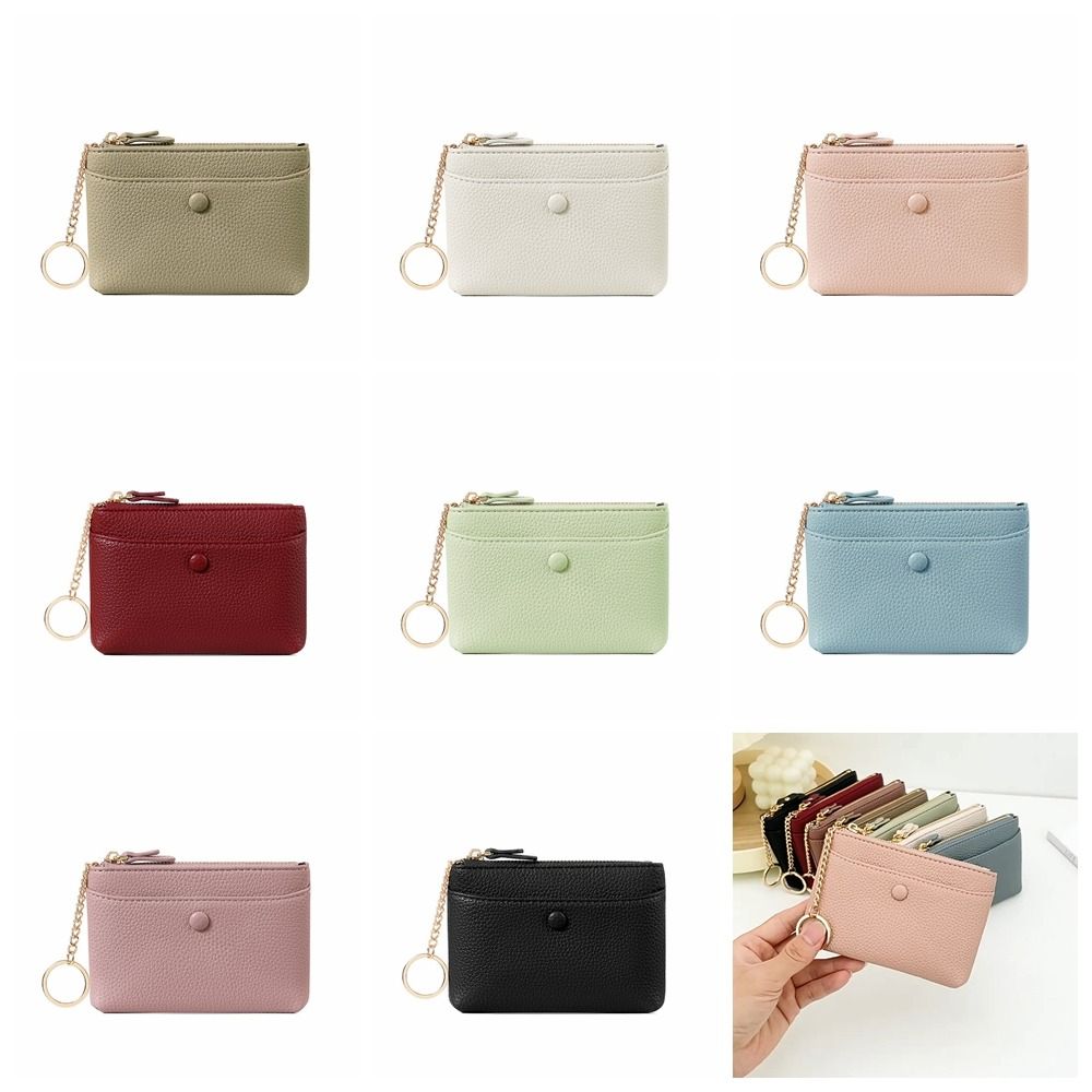 

Card Holder Litchi Pattern Wallet Zipper Change Bag Small Mini Coin Purse Student синій