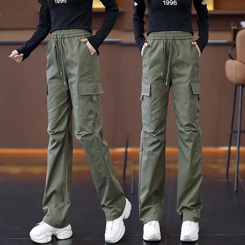 Overalls Women's Spring and Autumn High Waist Loose American Straight Casual Wide-leg Cargo Pants Women Pants