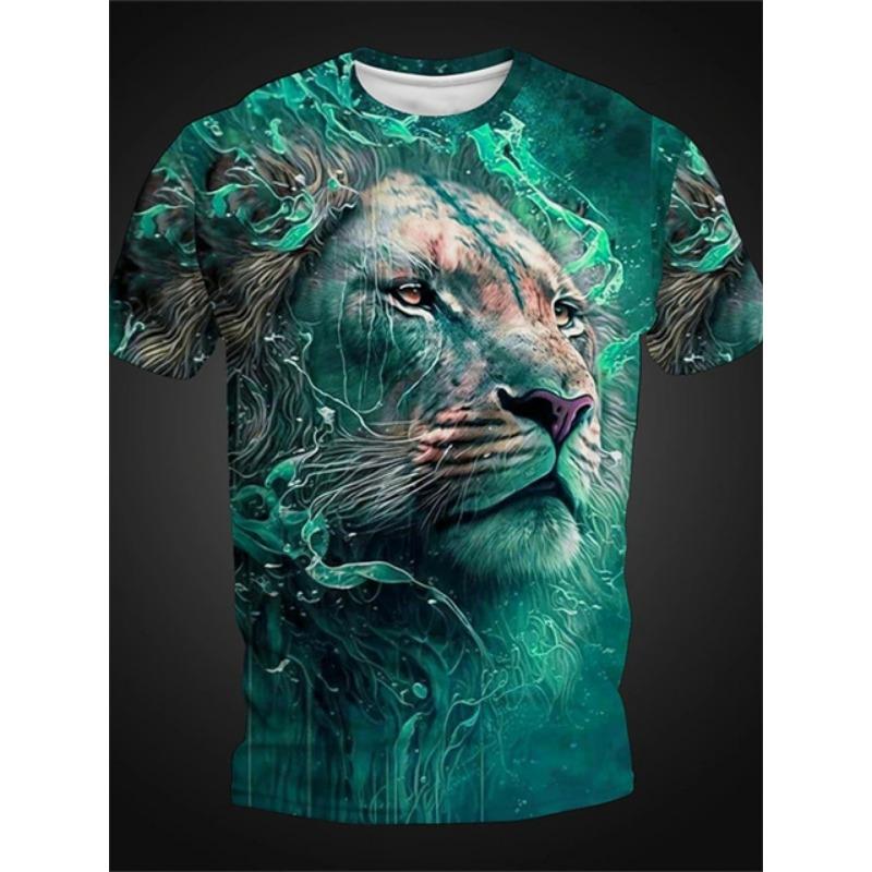 2024 Boutique T-shirt vintage da uomo con stampa 3D di tigre, oversize, a maniche corte, da uomo, alla moda, girocollo, sportiva, manica corta, taglia 6XL