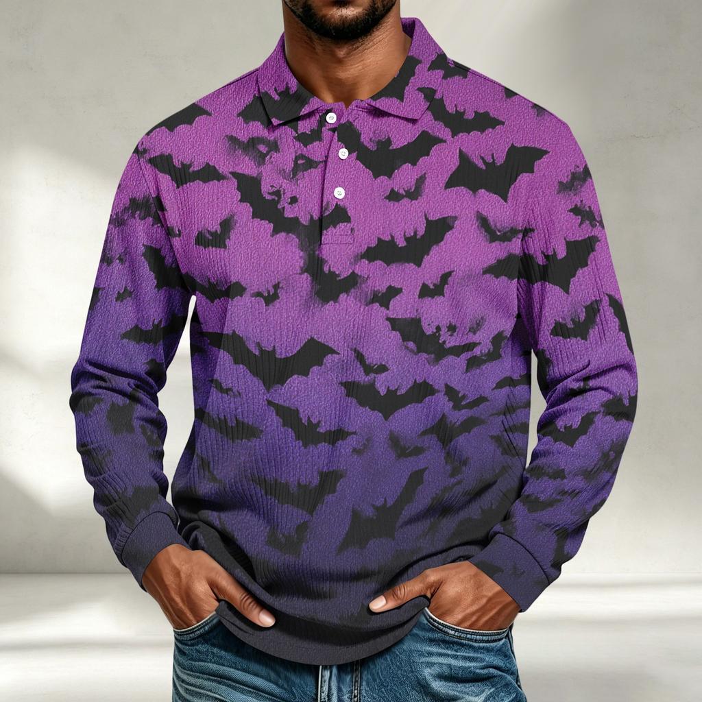 Herren Langarmshirt Halloween-Print Lockerer Schnitt Lässiges Oberteil