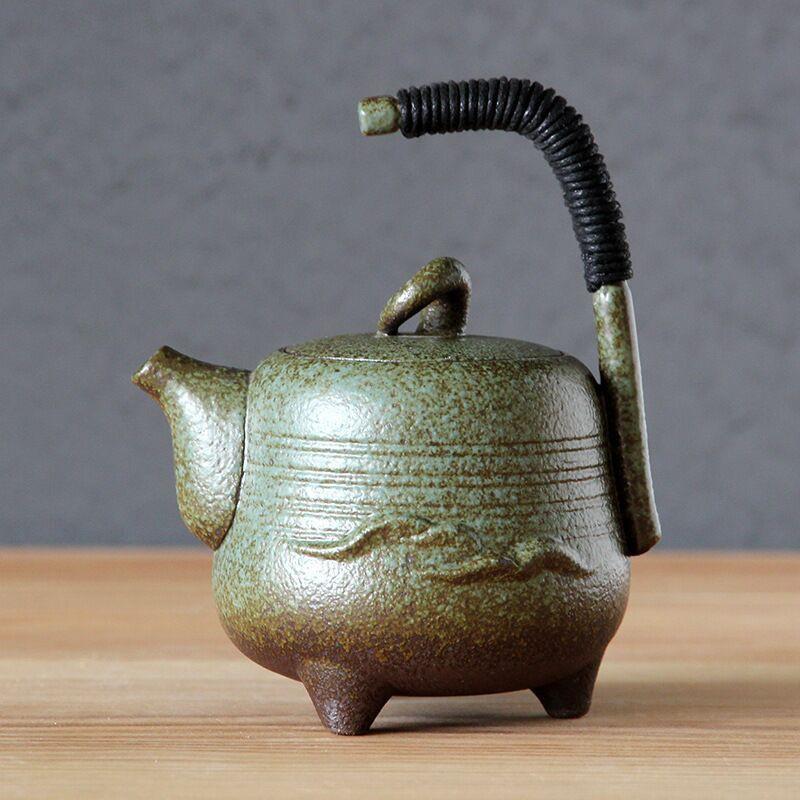 280ml Ceramic Teapot with Handle Chinese Style Black Clay Kung Fu Tea Set