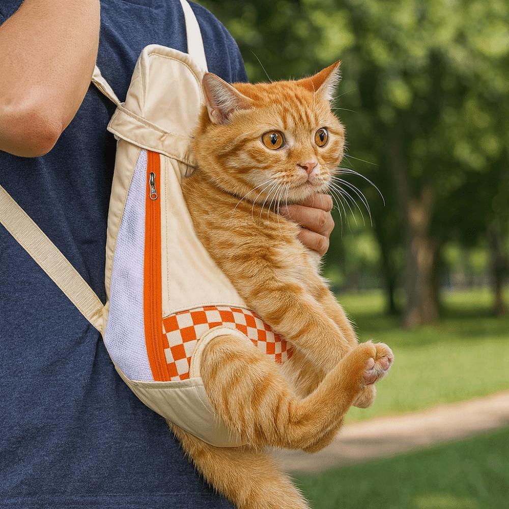 Portable Hands Free Pet Chest Bag Comfortable Soft Pet Backpack Adjustable Straps Large Capacity Cat Outgoing Bag Camping
