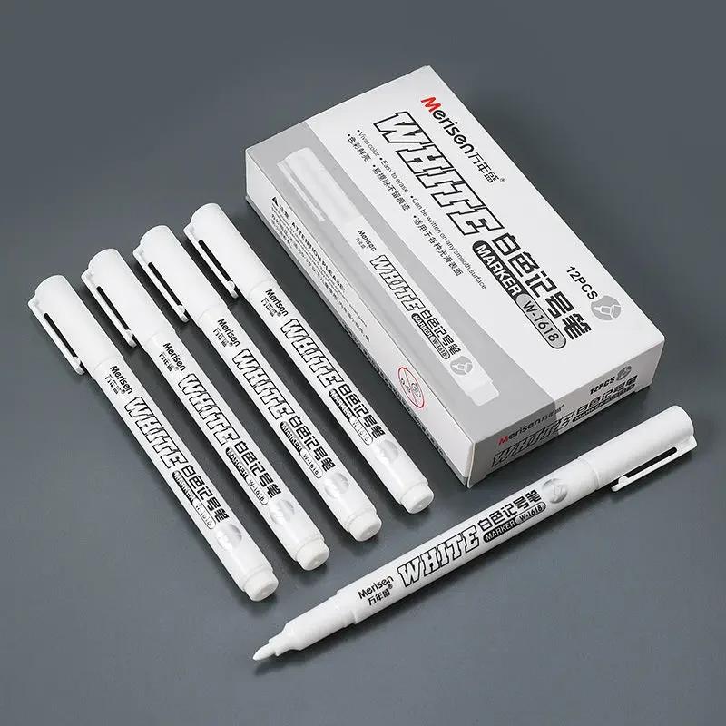1/2/3/4/5Pcs White Marker Pens 2.0mm Oily Waterproof White DIY Graffiti Sketching Markers Stationery Wrting School Supplies